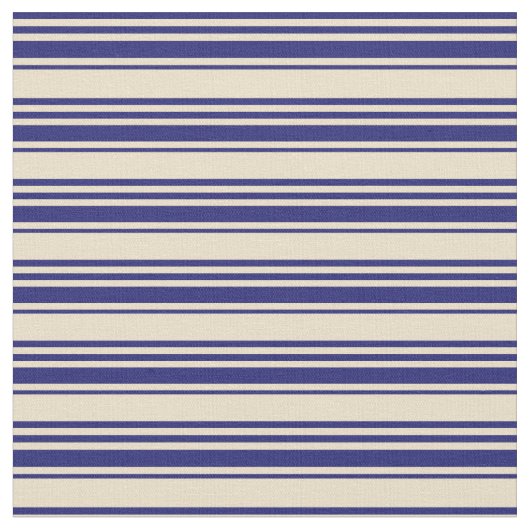 Mitternacht Blue & Tan Lined Pattern Stoff (Nahaufnahme)