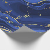 Mitternacht Blue White Agate Marble Abstrakt Geschenkpapier (Ecke)