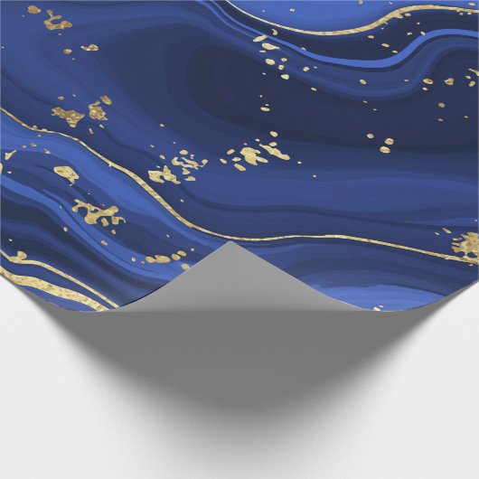 Mitternacht Blue White Agate Marble Abstrakt Geschenkpapier (Ecke)