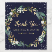 Mitternacht Blue Winter Kreath Danke Stickers Weinetikett (Einzelnes Label)