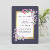 Mitternacht Blume Blue, Gold und Pink Bougainville Einladung (Stehend Vorderseite)