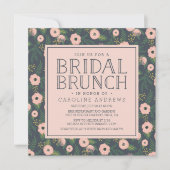 Mitternacht Blush Blooms Bridal Brunch Einladung (Vorderseite)