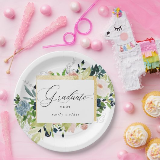 Mitternacht Blush Blues Abschluss Pappteller (Party)