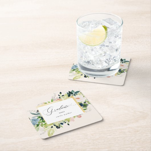 Mitternacht Blush Blues Abschluss Rechteckiger Pappuntersetzer (Vor Ort)