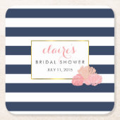 Mitternacht-Blush Peony Brautparty Untersetzer (Vorderseite)