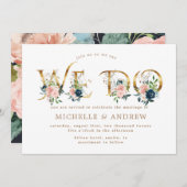 Mitternacht blütenblaue Blüte wir Hochzeit Einladung (Vorne/Hinten)