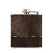 Mitternacht Bronze Romance | Satiny Grunge Damask Flachmann (Rückseite)