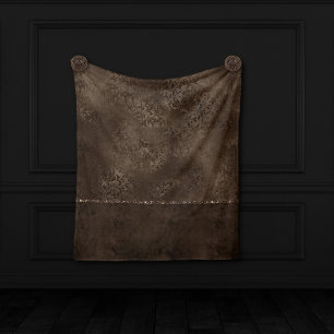 Mitternacht Bronze Romance Satiny Grunge Damask Fleecedecke