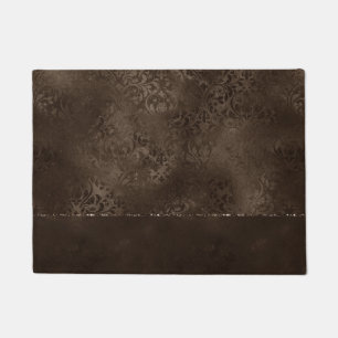 Mitternacht Bronze Romance   Satiny Grunge Damask Fußmatte