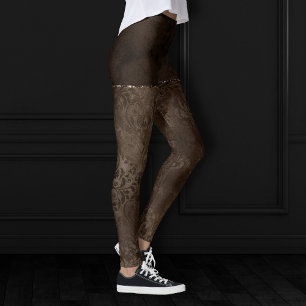 Mitternacht Bronze Romance Satiny Grunge Damask Leggings