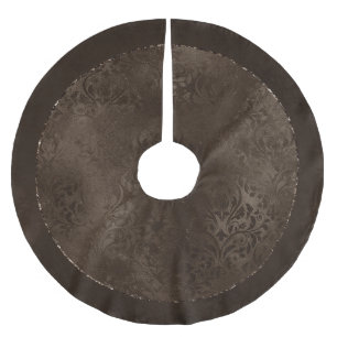Mitternacht Bronze Romance Satiny Grunge Damask Polyester Weihnachtsbaumdecke