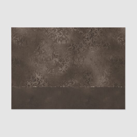 Mitternacht Bronze Romance | Satiny Grunge Damask Seidenpapier (Vorderseite)