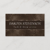 Mitternacht Bronze Romance | Satiny Grunge Damask Visitenkarte (Vorderseite)