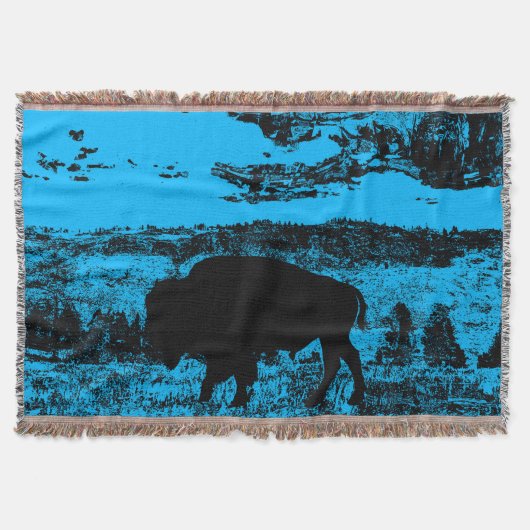 Mitternacht Buffalo - Plains Bison Throw Blanket Decke (Vorderseite)