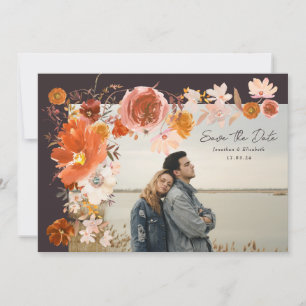 Mitternacht Burnt Orange Floral Wedding Foto Save The Date