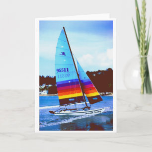 Mitternacht Cowboy Hobie Segelboot Feiertagskarte