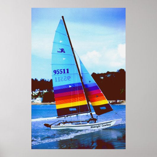 Mitternacht Cowboy Hobie Segelboot Poster (Vorne)