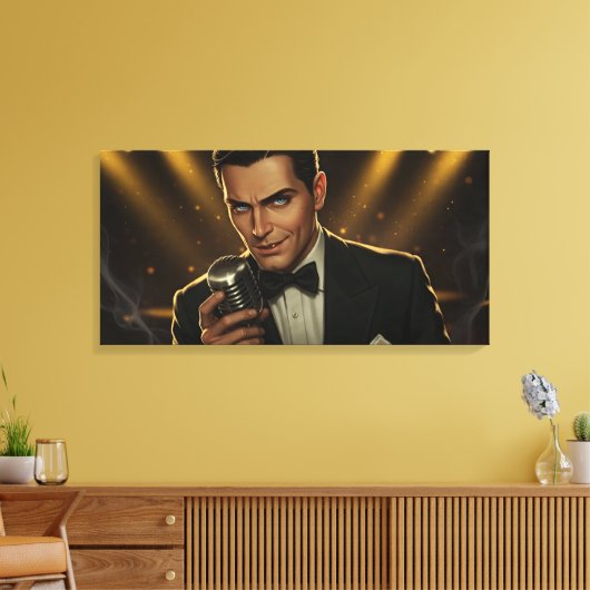 Mitternacht Crooner gestresste Canvas Print Leinwanddruck (Insitu (Wohnzimmer))