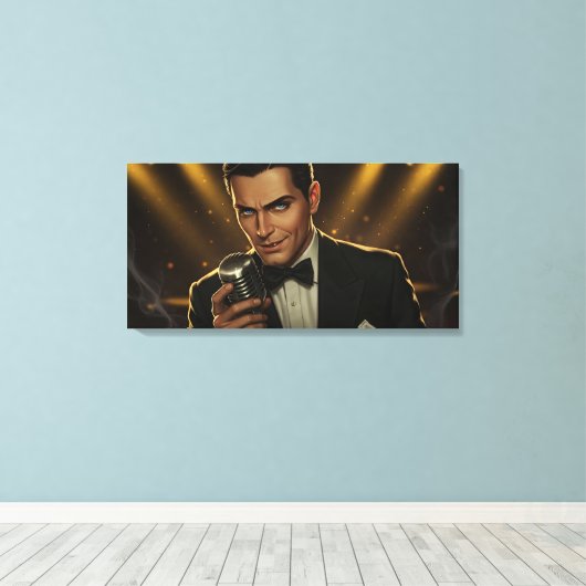 Mitternacht Crooner gestresste Canvas Print Leinwanddruck (Insitu (Holzboden))