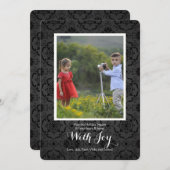 Mitternacht Damask Foto Holiday Card Feiertagskarte (Vorne/Hinten)