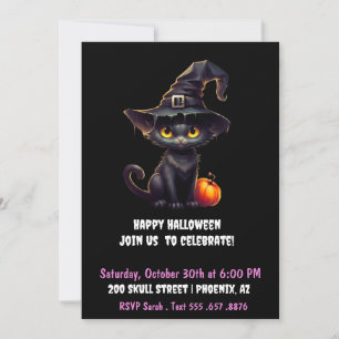 Mitternacht Die Hexenhaft Schwarze Katze Einladung