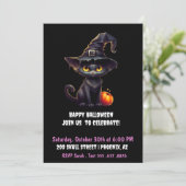 Mitternacht die witzige schwarze Katze Einladung (Stehend Vorderseite)