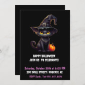 Mitternacht die witzige schwarze Katze Einladung (Vorne/Hinten)