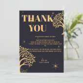 Mitternacht Elegance: Dunkle blaue Hochzeit Dankeskarte (Stehend Vorderseite)