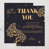 Mitternacht Elegance: Dunkle blaue Hochzeit Dankeskarte (Vorne/Hinten)