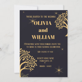 "Mitternacht Elegance: Dunkle blaue Hochzeit Einladung