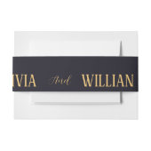 Mitternacht Elegance: Dunkle blaue Hochzeit Einladungsbanderole (Vorderseite Beispiel)