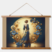 Mitternacht Elegance in Blumenrahmen Wandteppich Mit Holzrahmen (Vorderseite 2)