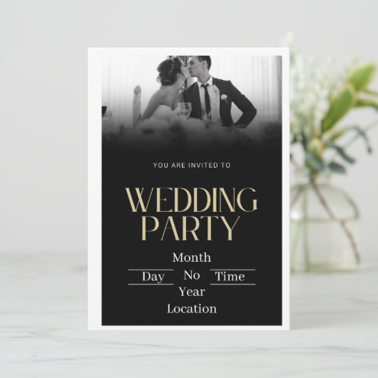 Mitternacht Elegance Wedding Einladung (Stehend Vorderseite)