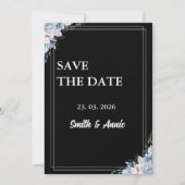 Mitternacht Elegante Save the Date Karte - Schwarz (Vorderseite)