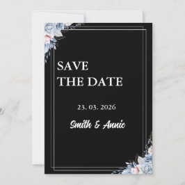 Mitternacht Elegante Save the Date Karte - Schwarz