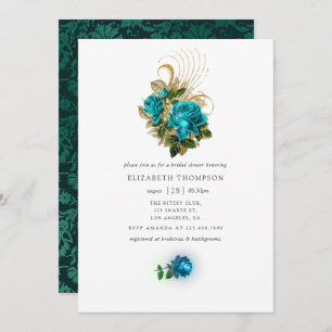 Mitternacht Fantasy Türkis und Gold Brautparty Einladung