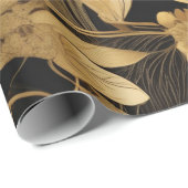 Mitternacht Florals: Black & Gold Glamour Geschenkpapier (Rolleneckpunkt)