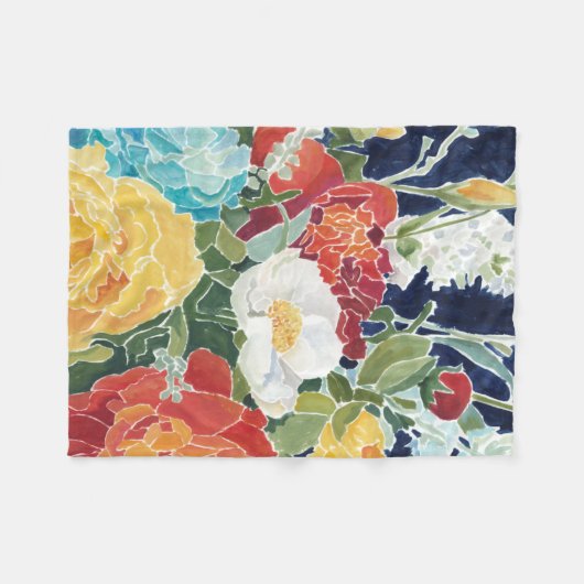 Mitternacht Florals I Fleecedecke (Vorderseite (Horizontal))