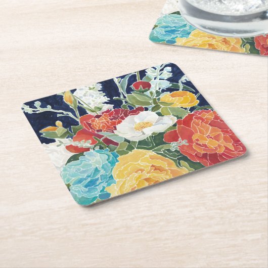 Mitternacht Florals I Rechteckiger Pappuntersetzer (angewinkelt)