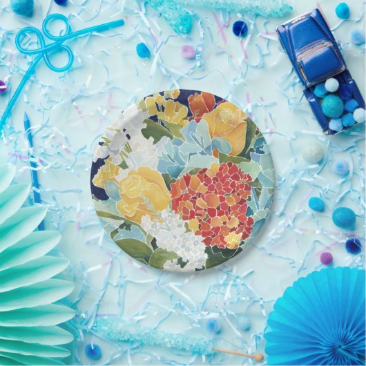 Mitternacht Florals II Pappteller (Party)