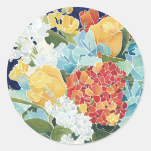 Mitternacht Florals II Runder Aufkleber