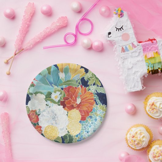 Mitternacht Florals III Pappteller (Party)