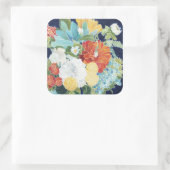 Mitternacht Florals III Quadratischer Aufkleber (Tasche)