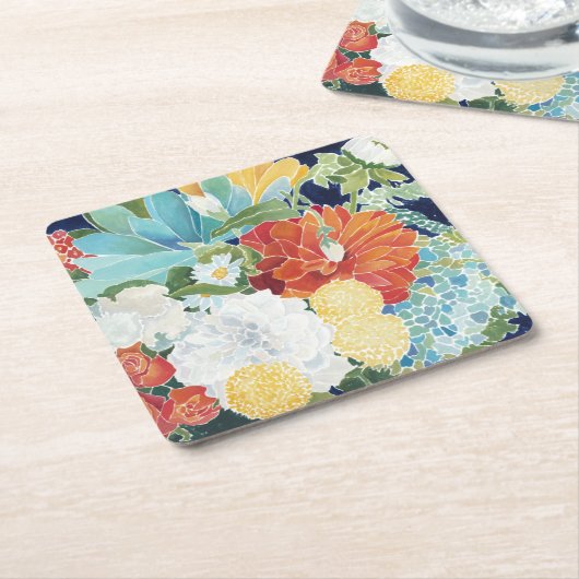 Mitternacht Florals III Rechteckiger Pappuntersetzer (angewinkelt)