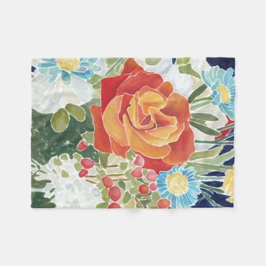 Mitternacht Florals IV Fleecedecke (Vorderseite (Horizontal))