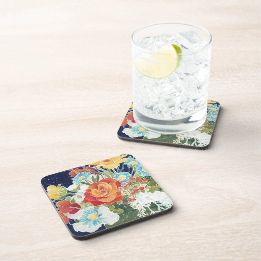 Mitternacht Florals IV Getränkeuntersetzer (Rechte Seite)