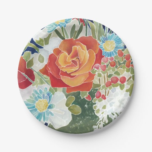 Mitternacht Florals IV Pappteller (Vorderseite)