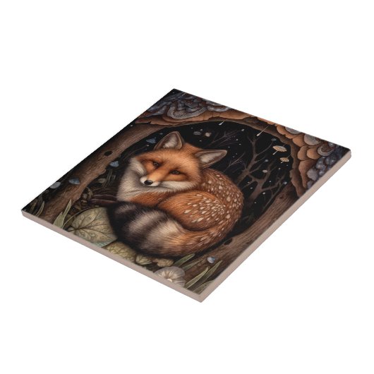 Mitternacht Fox Keramik Tile Fliese (Seite)