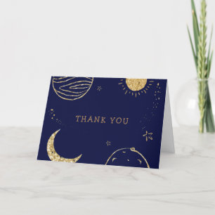 Mitternacht Galaxy Moon Star Babydusche Dankeskarte