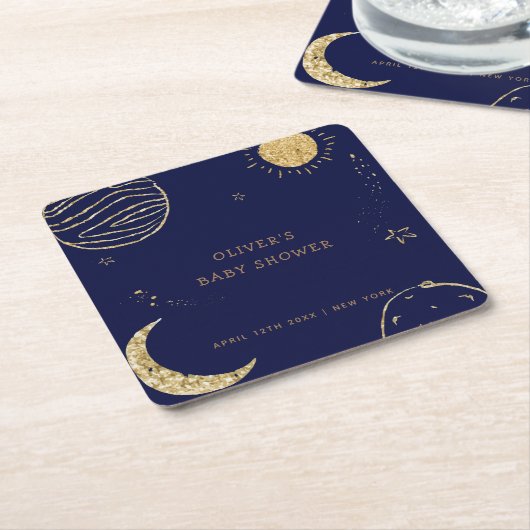 Mitternacht Galaxy Moon Star Babydusche Rechteckiger Pappuntersetzer (angewinkelt)